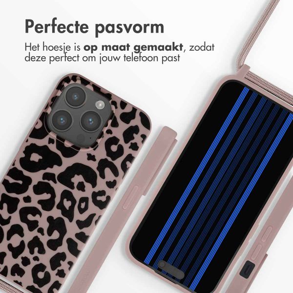 imoshion Siliconen design hoesje met koord iPhone 15 Pro - Animal Pink