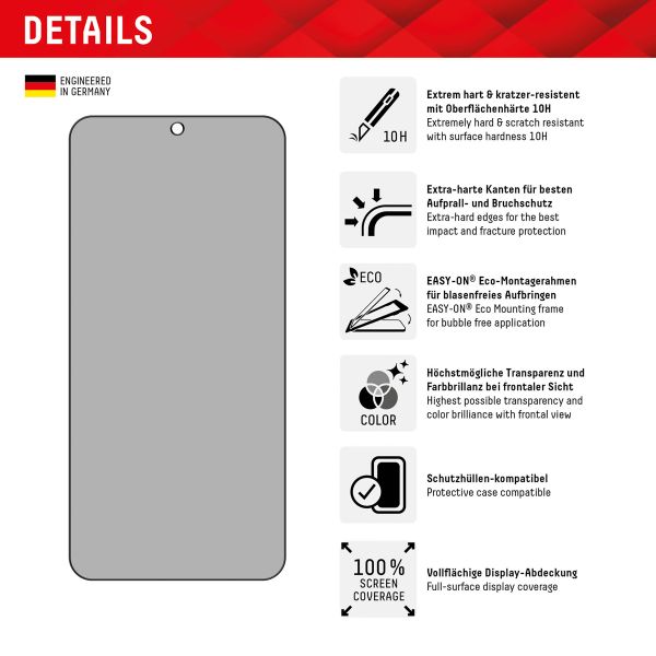 Displex Screenprotector Privacy Glass Full Cover Samsung Galaxy S24 Plus / S25 Plus