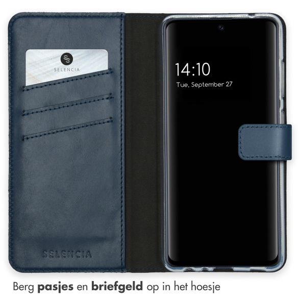 Selencia Echt Leren Bookcase Samsung Galaxy A52(s) (5G/4G) - Blauw