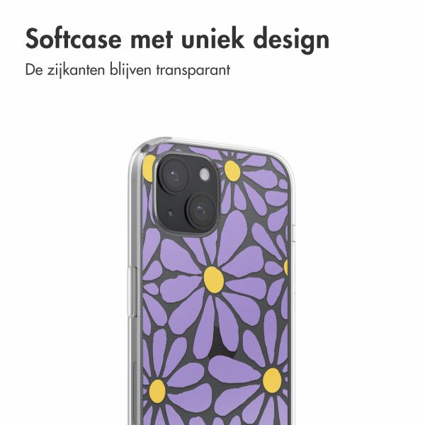 imoshion  Design hoesje iPhone 15 - Tropical Violet Flowers Connect