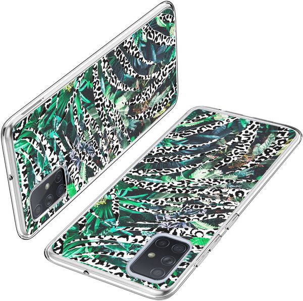 imoshion Design hoesje Galaxy A71 - Jungle - Wit / Zwart / Groen