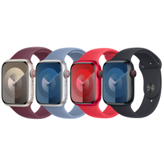 Apple 4 Pack Sport Band voor de Apple Watch | 44/45/46/49 mm - Maat S/M - Mulberry / Winter Blue / (Product)RED / Midnight