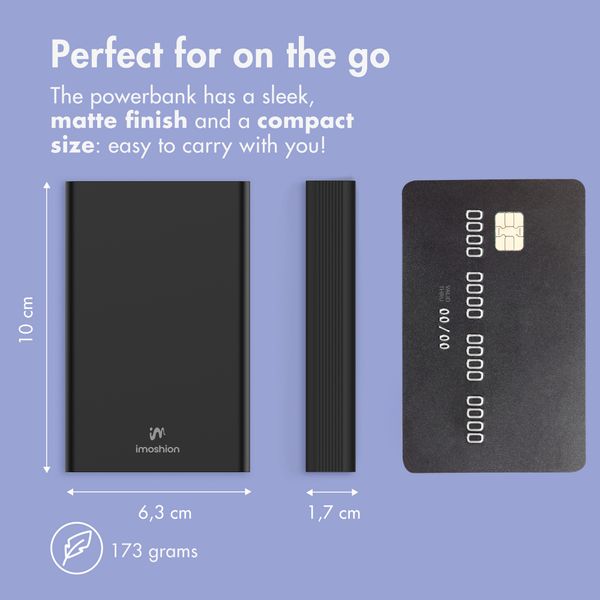 imoshion Ultra Series Aluminium Powerbank 10,000 mAh - Quick Charge and Power Delivery - Black