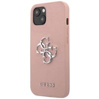 Guess 4G Metal Logo Saffiano Backcover Apple iPhone 13 Mini - Roze