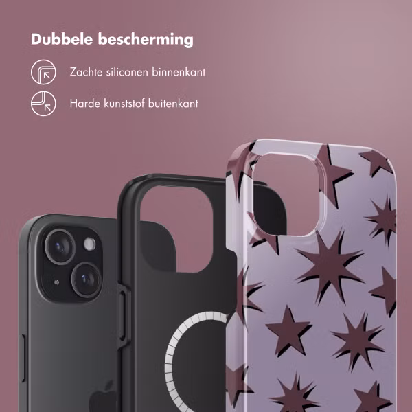 Selencia Vivid Backcover met MagSafe Apple iPhone 15 - Stars Plum Lilac