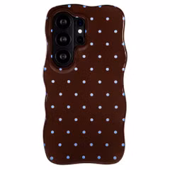 Selencia Vivid Wavy Backcover met MagSafe Samsung Galaxy S26 Ultra - Happy Dots Chocolate