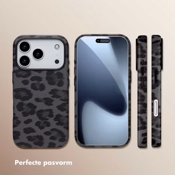 Selencia Sabi Backcover Panterprint met MagSafe Apple iPhone 17 Pro - Midnight Black