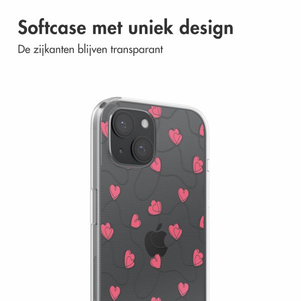 imoshion  Design hoesje iPhone 15 - Dusty Rose Connected Hearts