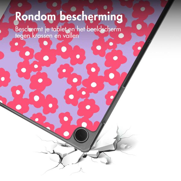 imoshion Design Trifold Bookcase Samsung Galaxy Tab A11 Plus / A9 Plus - Dusty Rose Blossom