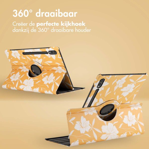 imoshion 360° Draaibare Design Bookcase Samsung Galaxy Tab S10 Ultra / Tab S9 Ultra - Yellow Flowers