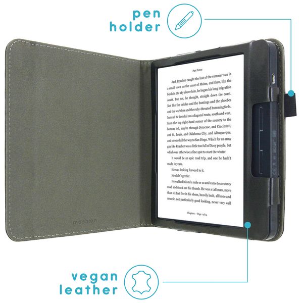 imoshion Vegan Leather Bookcase Kobo Libra H2O - Zwart