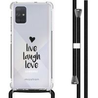 imoshion Design hoesje met koord Samsung Galaxy A71 - Live Laugh Love - Zwart