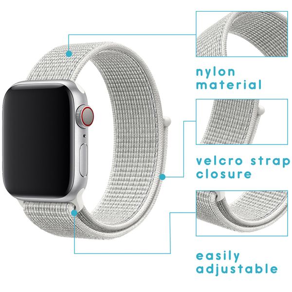 imoshion Nylon bandje Apple Watch Series 1-9 / SE - 38/40/41 mm / Series 10 - 42 mm - Wit