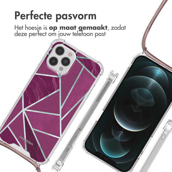 imoshion Design hoesje met koord Apple iPhone 12 Pro Max - Bordeaux Graphic