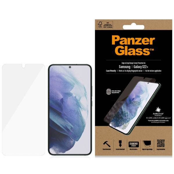 PanzerGlass Anti-Bacterial Case Friendly Screenprotector Samsung Galaxy S22 Plus - Zwart
