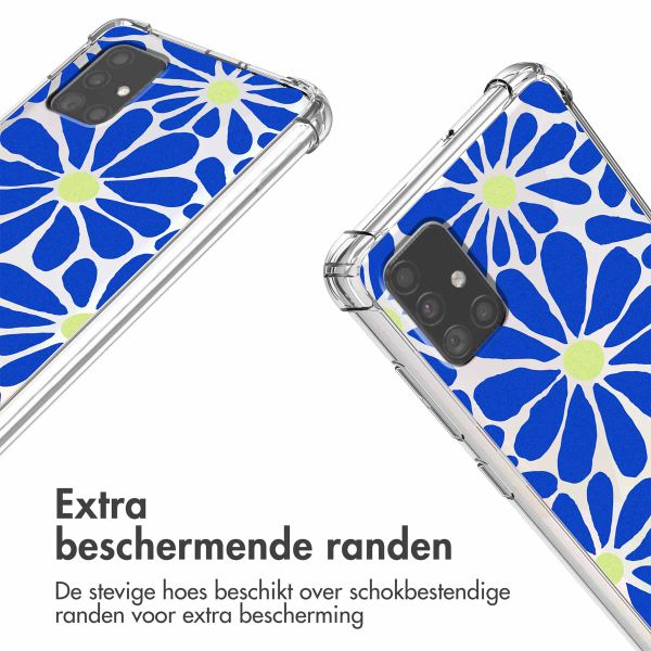 imoshion Design hoesje met koord Samsung Galaxy A51 - Cobalt Blue Flowers Connect