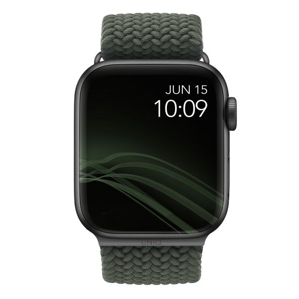 Uniq Aspen Braided bandje Apple Watch Series 1 t/m 9 / SE (38/40/41 mm) | Series 10 (42 mm) - Cypress Green