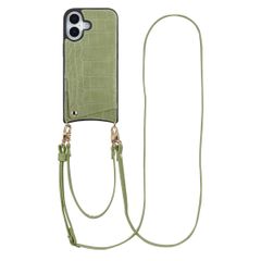 Selencia Nova Croco Telefoonhoes met Koord en Pashouder Apple iPhone 17 - Sage Green
