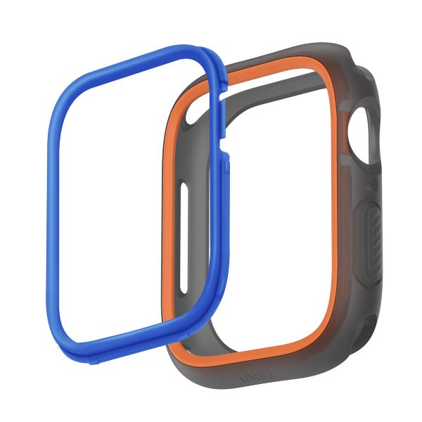 Uniq Moduo Apple Watch Case met uitwisselbare Bezel Apple Watch 4-9 / SE - 44/45 mm - Smoke (Orange/Blue)