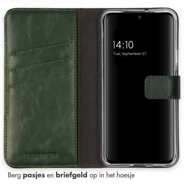 Selencia Echt Lederen Bookcase Samsung Galaxy S22 - Groen