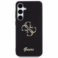 Guess 4G Metal Logo Glitter Backcover Samsung Galaxy S25 - Zwart