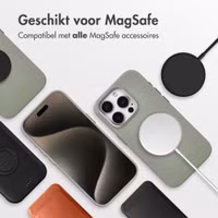 Accezz MagSafe Leather Backcover Apple iPhone 15 Pro - Light Grey