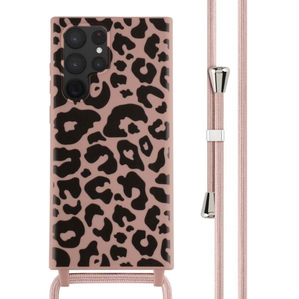 imoshion Siliconen design hoesje met koord Samsung Galaxy S22 Ultra - Animal Pink