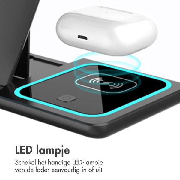 imoshion Opvouwbare Wireless Charger - 3 in 1 draadloze oplader - 15 Watt - Zwart