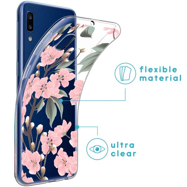 imoshion Design hoesje Samsung Galaxy A20e - Bloem - Roze / Groen