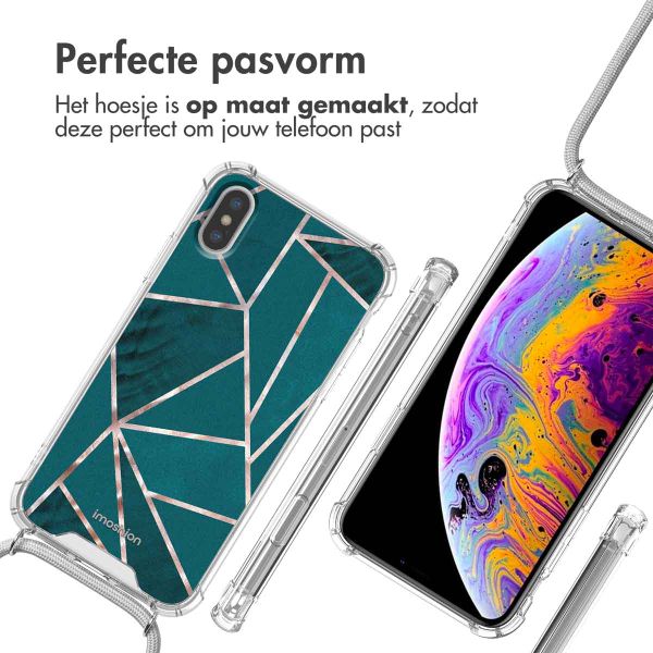 imoshion Design hoesje met koord Apple iPhone X / Xs - Petrol Green Graphic