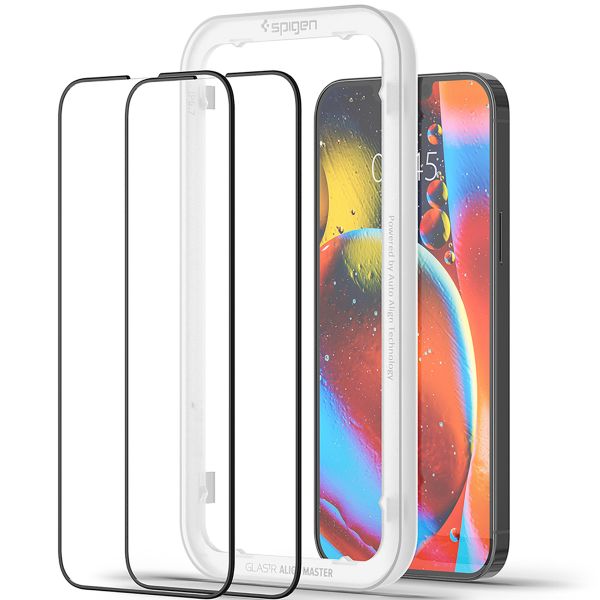 Spigen AlignMaster Full Screenprotector 2 Pack Apple iPhone 13 Pro Max - Zwart