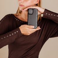 Selencia Studs Backcover met MagSafe Apple iPhone 15 - Velvet Black