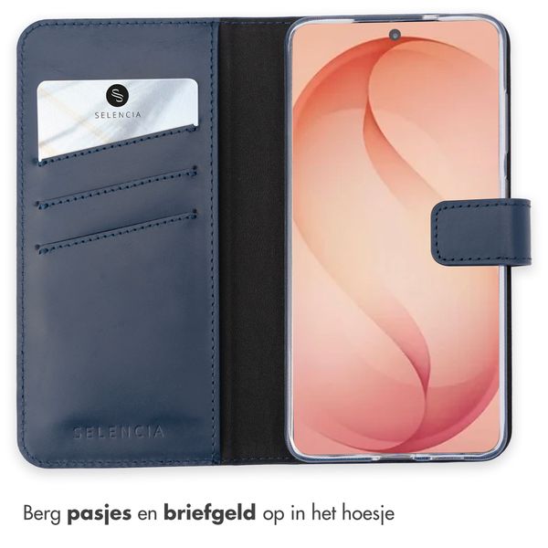 Selencia Echt Leren Bookcase Samsung Galaxy S26 Plus - Donkerblauw