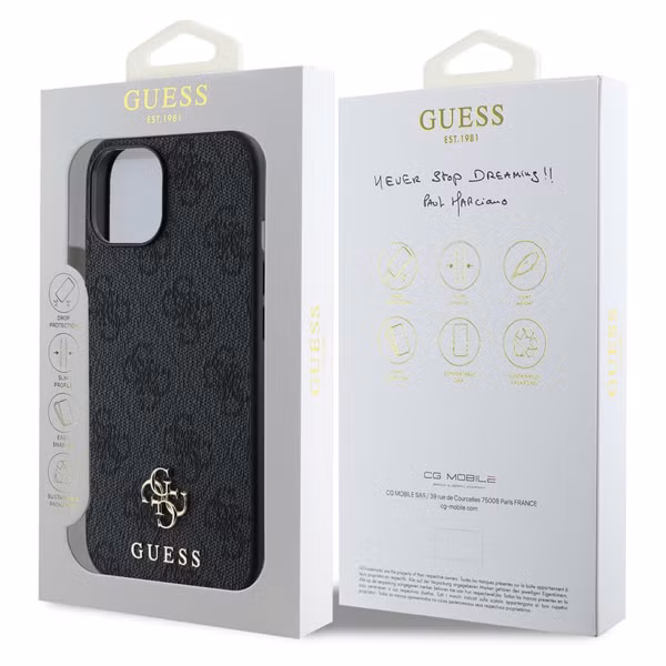 Guess 4G Metal Logo Backcover MagSafe Apple iPhone 15 - Zwart