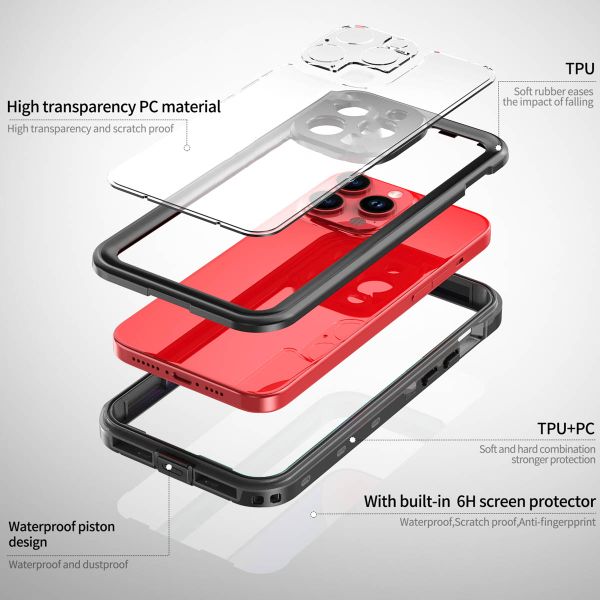 Redpepper Dot Plus Waterproof Backcover Apple iPhone 15 Pro Max - Zwart