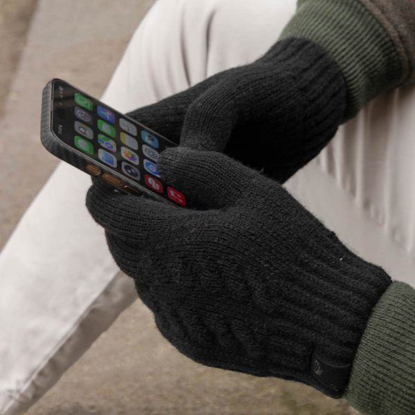 Selencia Wol Look Touchscreen Handschoenen - Vrouwen - Maat M - Zwart