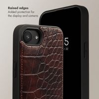 Selencia Nova Croco Phone Case with Cord and Card Holder Apple iPhone 17e / 16e - Burgundy