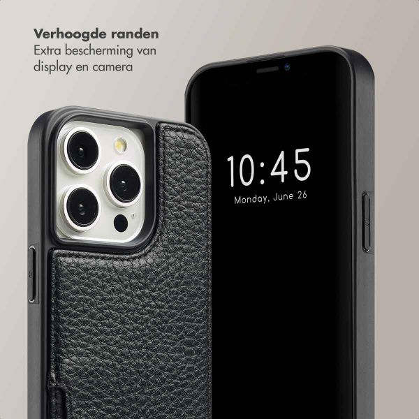 Selencia Nova Backcover met koord en pashouder iPhone 15 Pro - Zwart