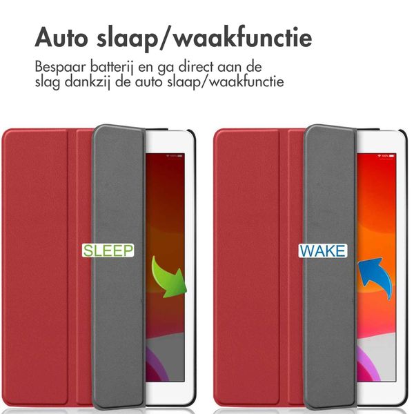imoshion Trifold Bookcase Apple iPad 9 (2021) 10.2 inch / iPad 8 (2020) 10.2 inch / iPad 7 (2019) 10.2 inch - Rood