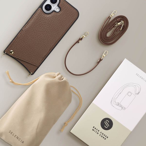 Selencia Nova Phone Case with Cord and Card Holder Apple iPhone 17 - Mocha Brown