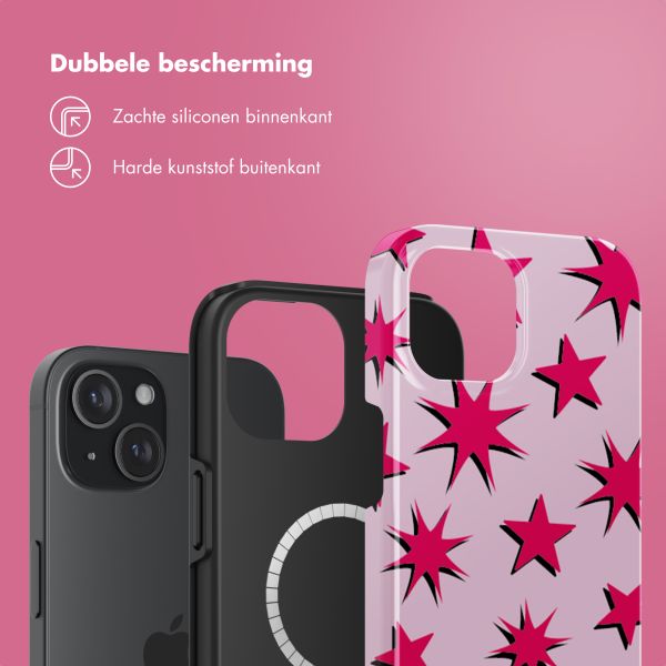 Selencia Vivid Backcover met MagSafe Apple iPhone 15 - Stars Rubine Red Light Pink