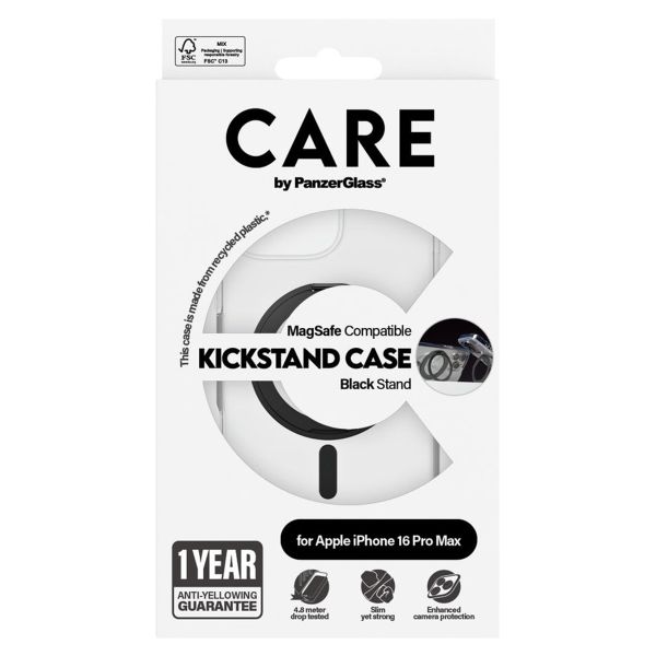 CARE by PanzerGlass Kickstand Case MagSafe Apple iPhone 16 Pro Max - Zwart