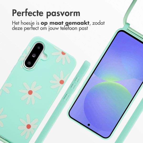 imoshion Siliconen design hoesje met koord Samsung Galaxy A36 / A56 - Green Flower Distance