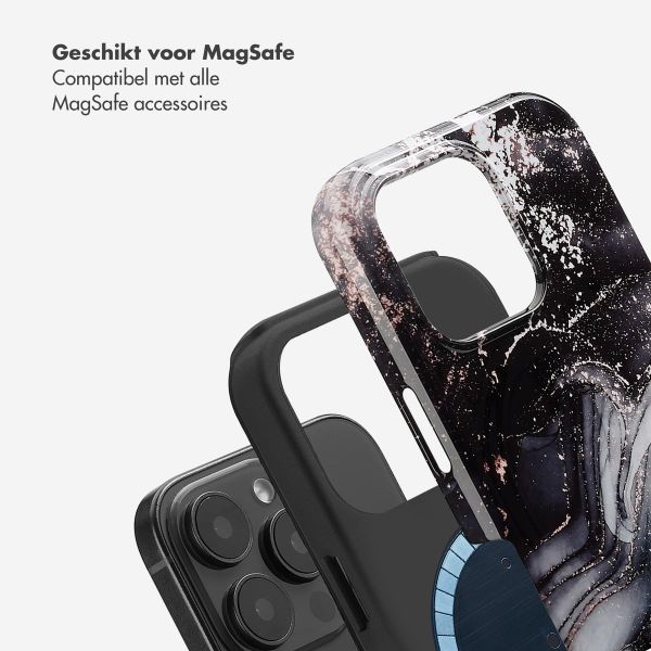 Selencia Vivid Tough Backcover met MagSafe iPhone 16 Pro - Chic Marble Black