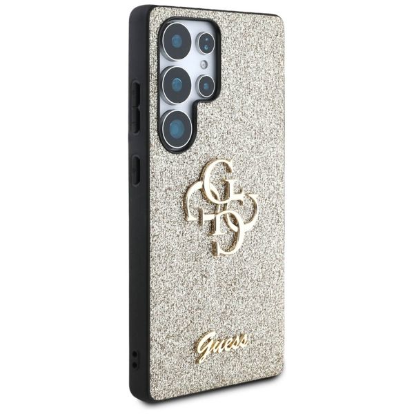 Guess 4G Metal Logo Glitter Backcover Samsung Galaxy S25 Ultra - Goud