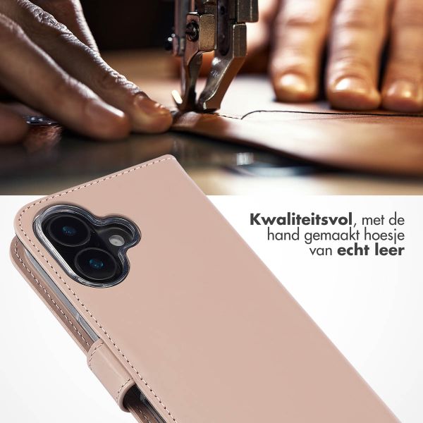 Selencia Echt Leren Bookcase Apple iPhone 16 Plus - Dusty Pink