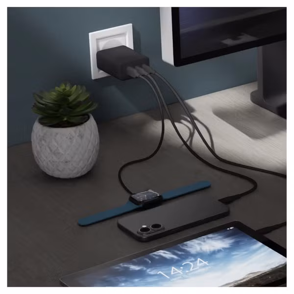 dbramante1928 Re-charge Oplader 2x USB-C 65W en USB-A 18W - Zwart