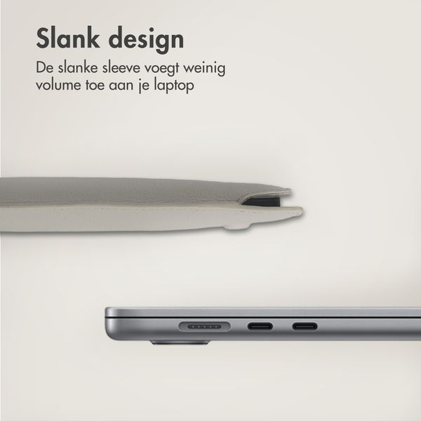 Accezz Leather Laptop hoes Apple MacBook 14 inch - Laptopsleeve - Beige