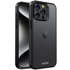 Accezz Rugged Frosted Backcover iPhone 15 Pro Max - Zwart