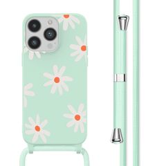 imoshion Siliconen design hoesje met koord Apple iPhone 14 Pro - Green Flower Distance